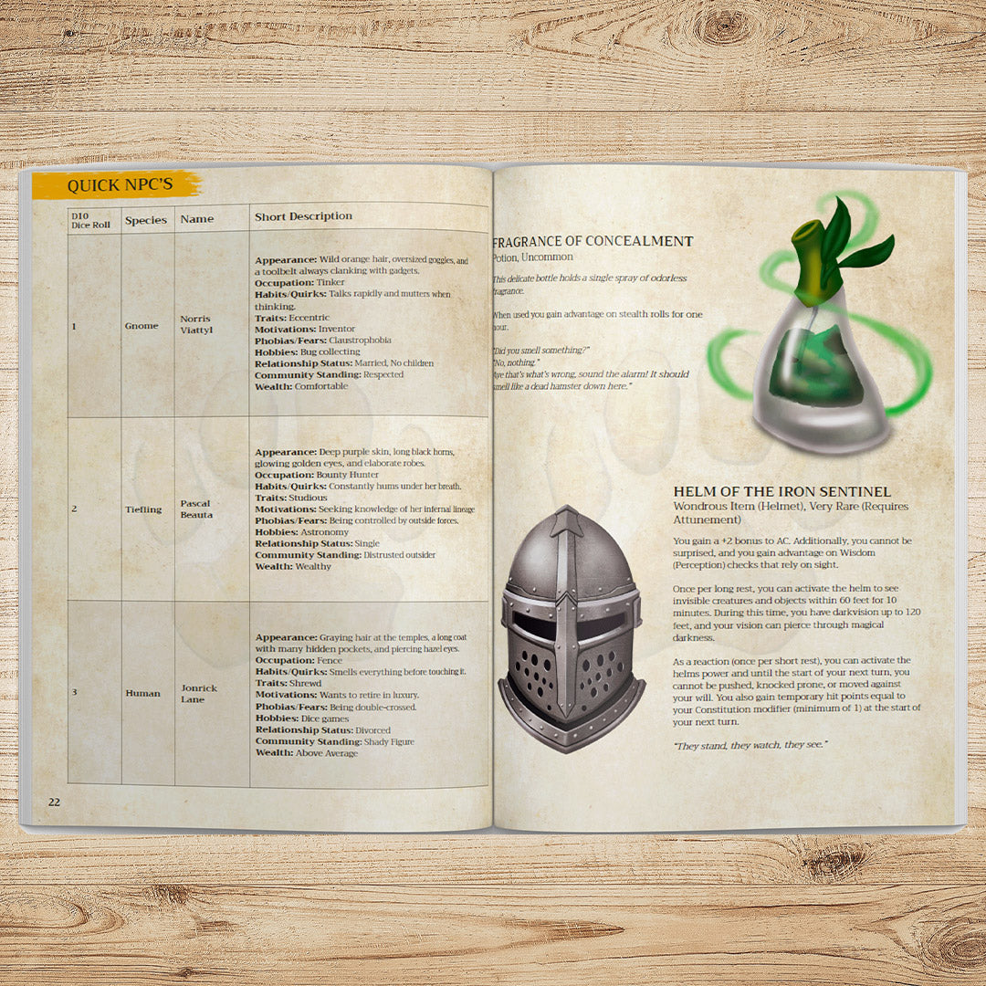 It All Started In Town - Adventure Hooks, NPC's & Magic Items (PDF)