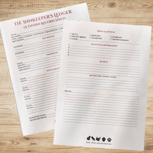 The Innkeeper's Ledger: A Tavern Record Sheet (Fillable & Printable PDF)