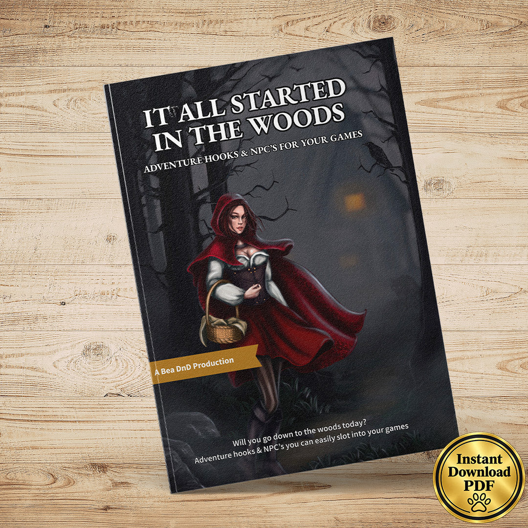 It All Started In The Woods – Fantasy RPG 100 Adventure Hooks  & 24 NPCs