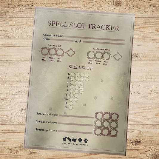Spell Slot Tracker for Dungeons & Dragons (Fillable & Printable PDF)