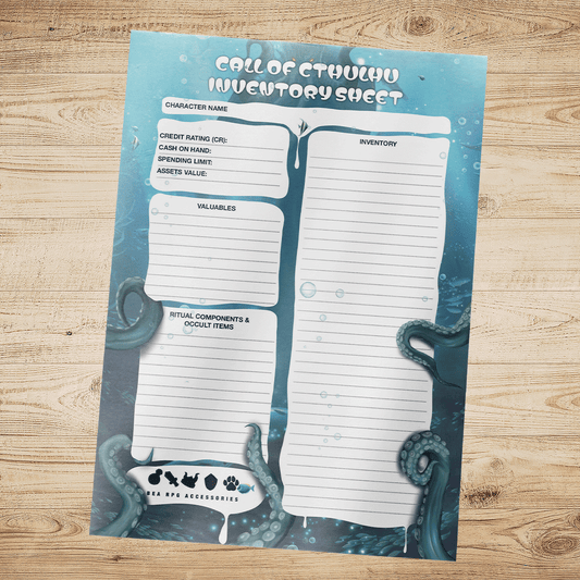 Call of Cthulhu Inventory Sheet (Fillable & Printable PDF)